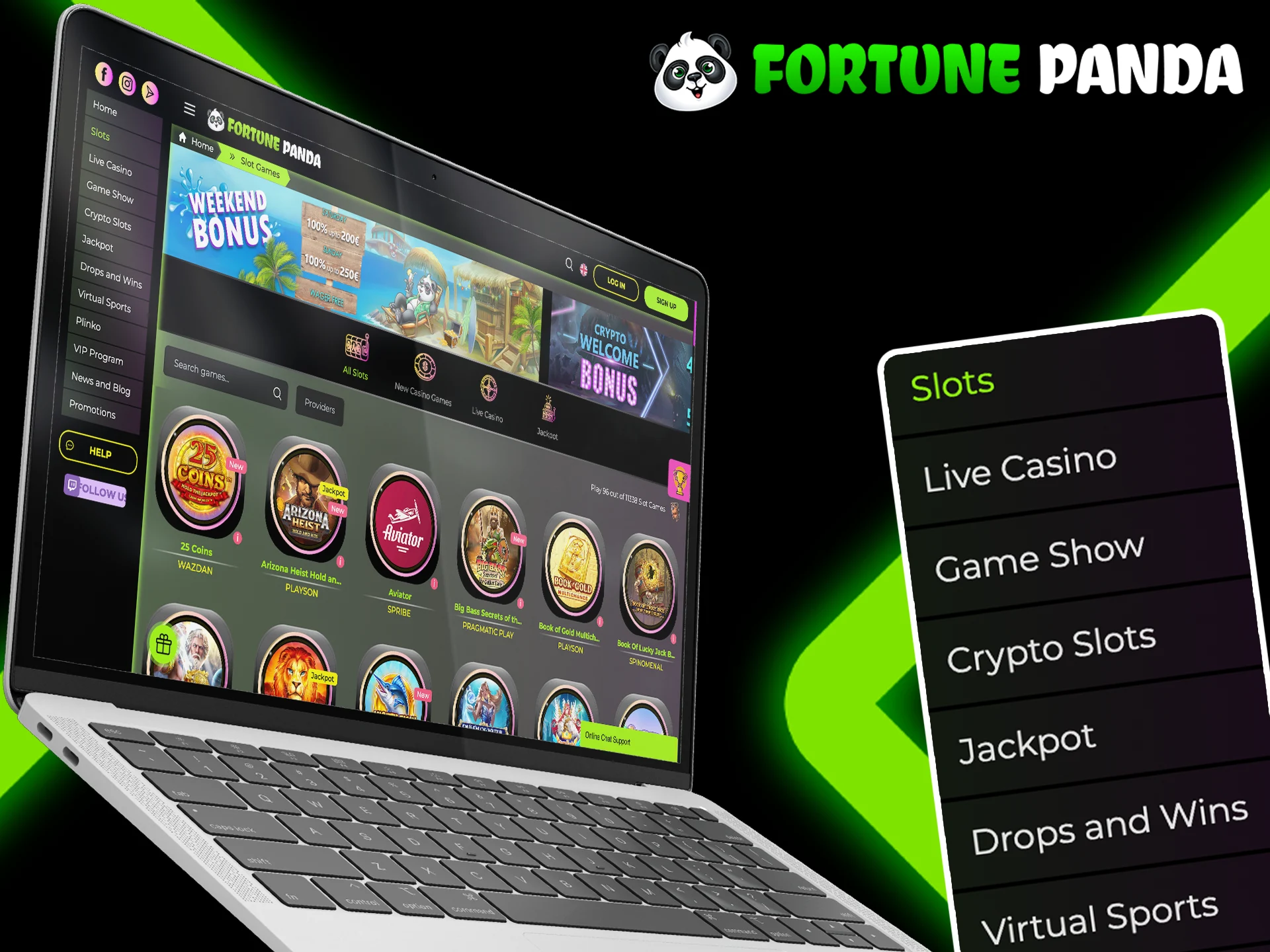 Play your favorite online games at Fortune Panda Casino.