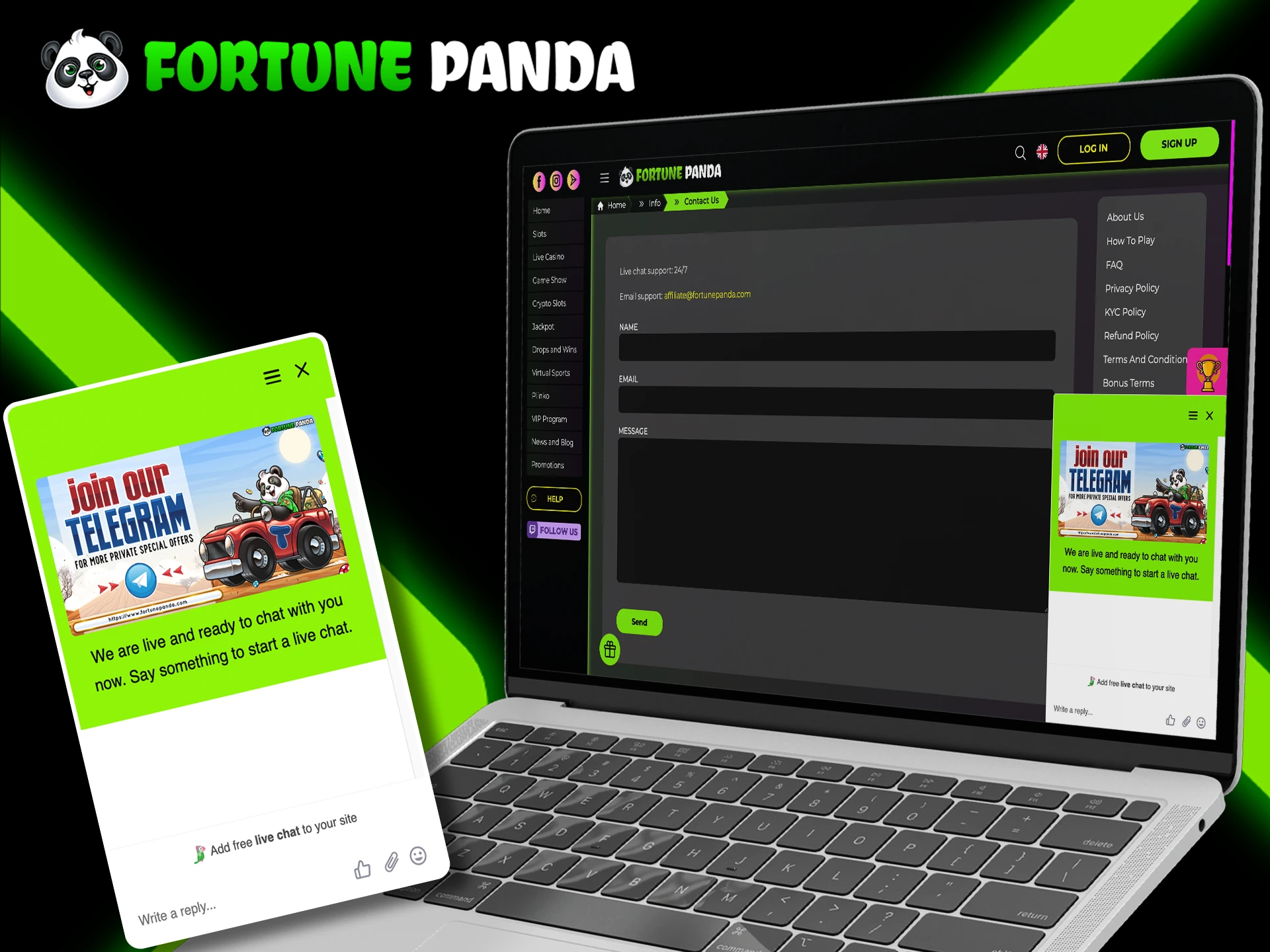 Write to the Fortune Panda team's live chat.