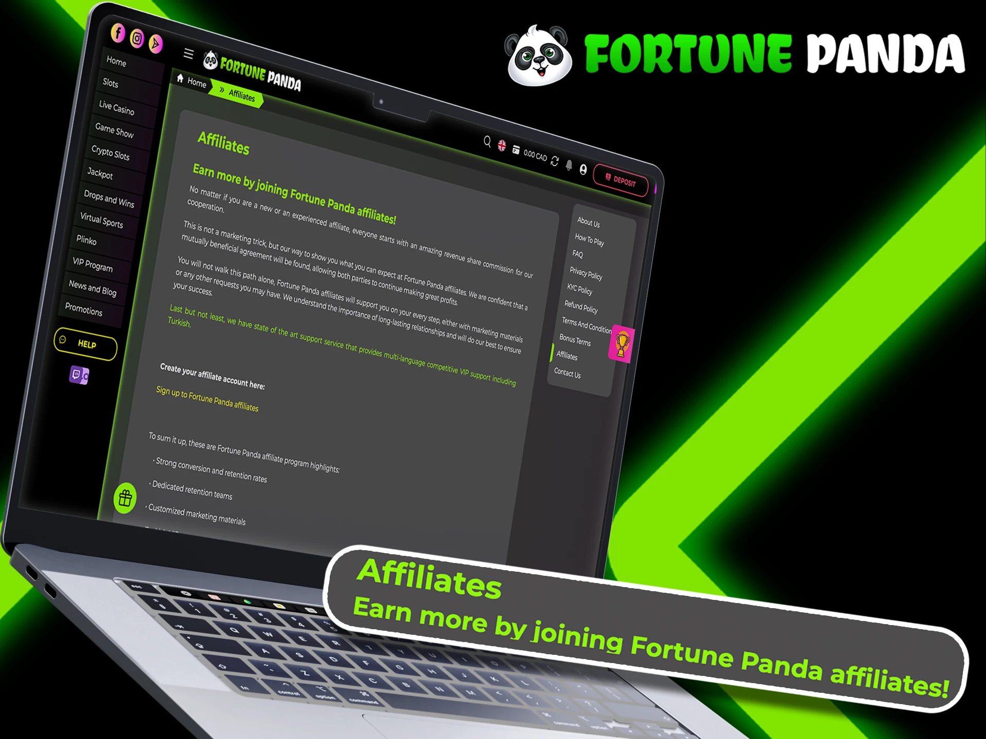 Learn more about the Affiliate program with Fortune Panda.