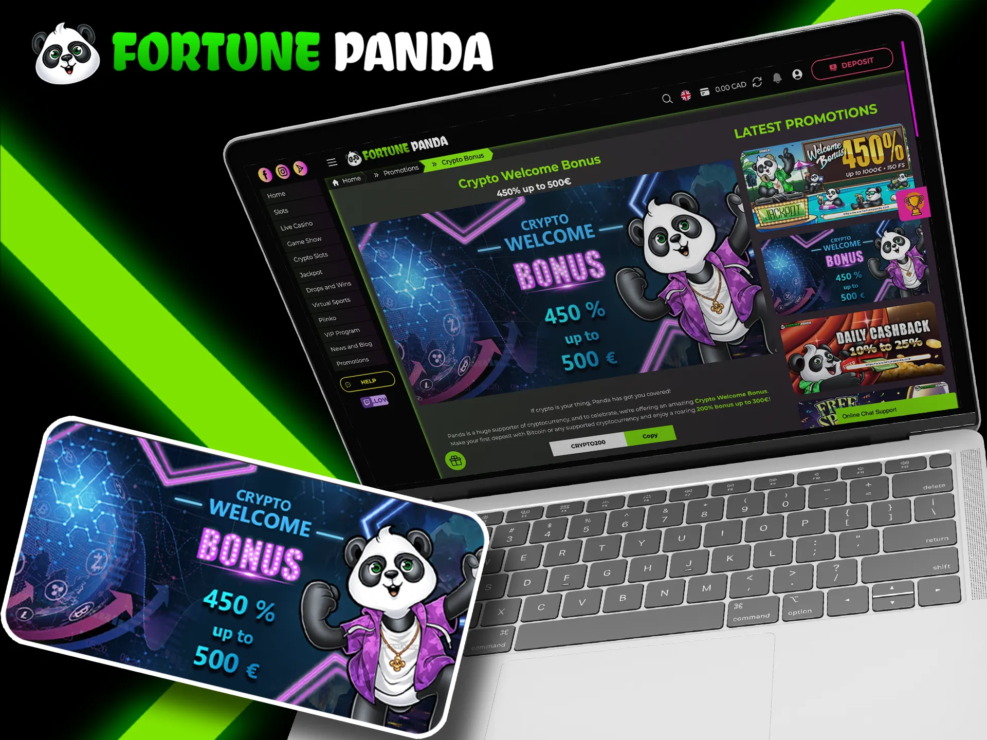 Get a welcome crypto bonus from Fortune Panda