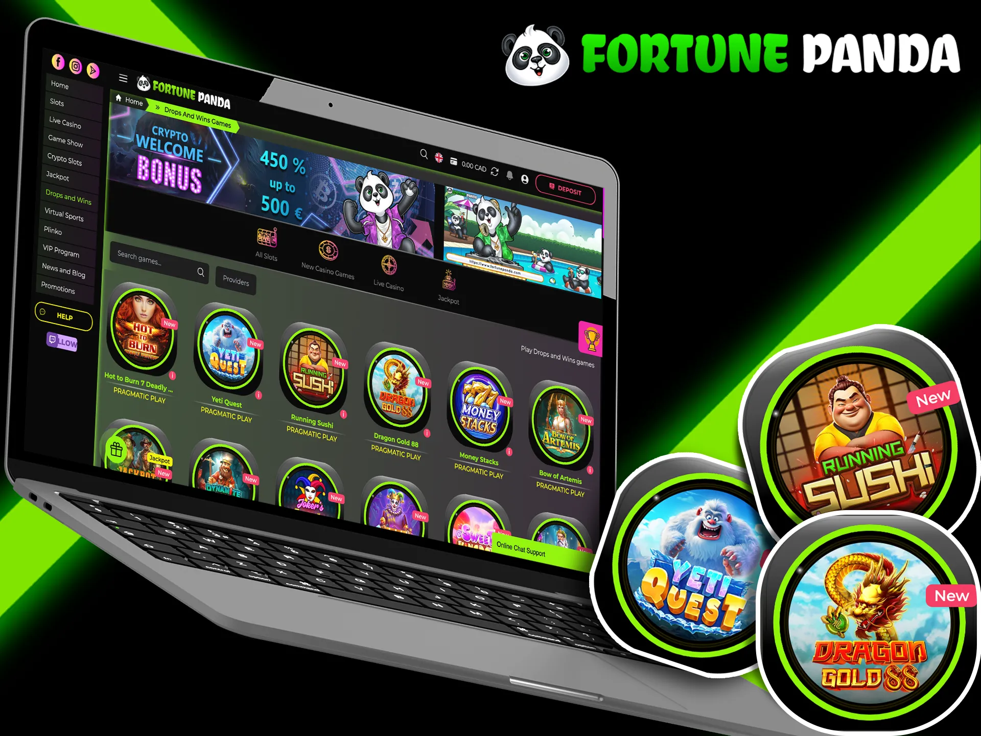 Try your luck at Drops and wins from Fortune Panda.