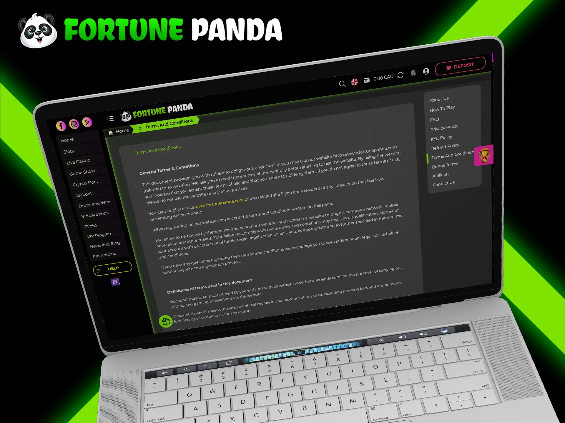 Learn about the rules and terms of play at Fortune Panda.