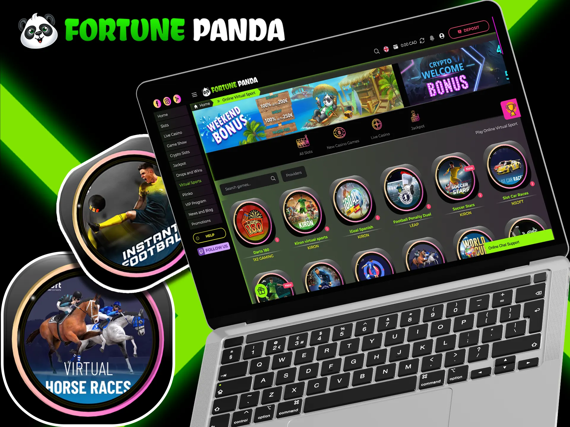 Try out the virtual games from Fortune Panda.