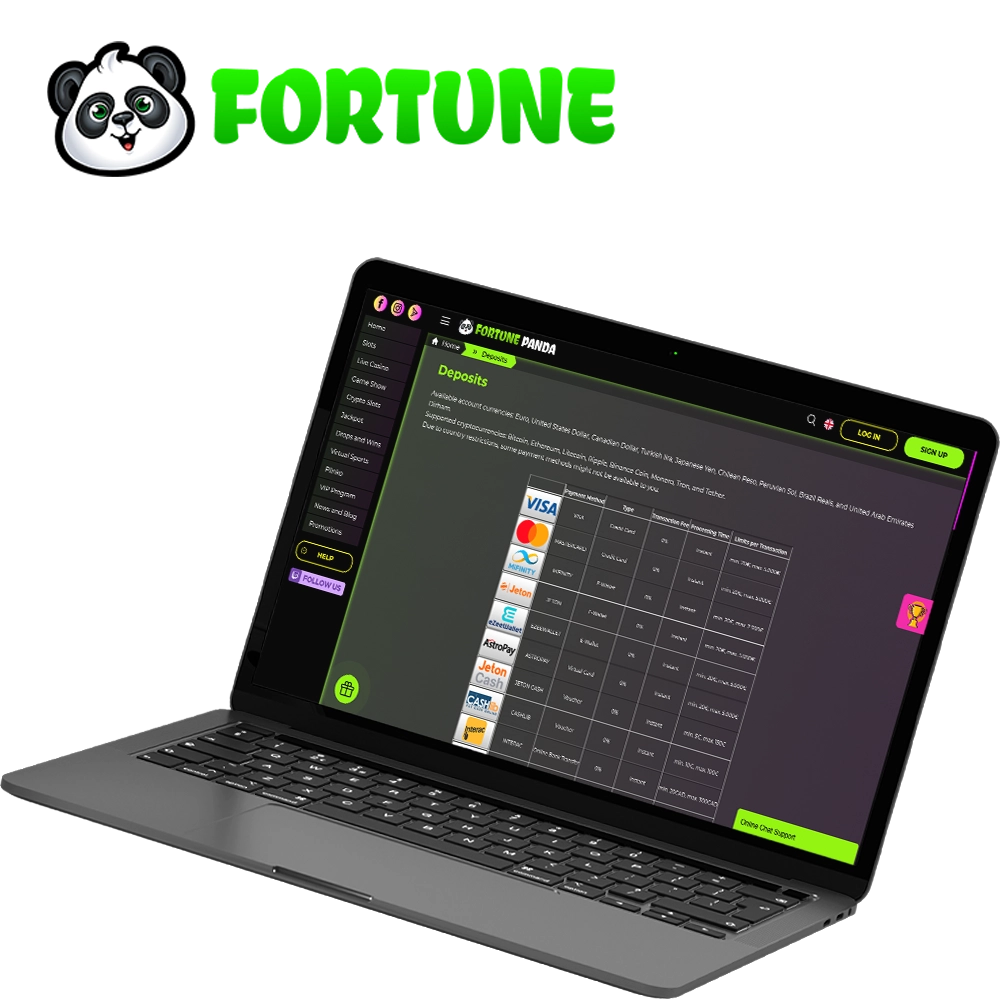 Use convenient payment methods at Fortune Panda.