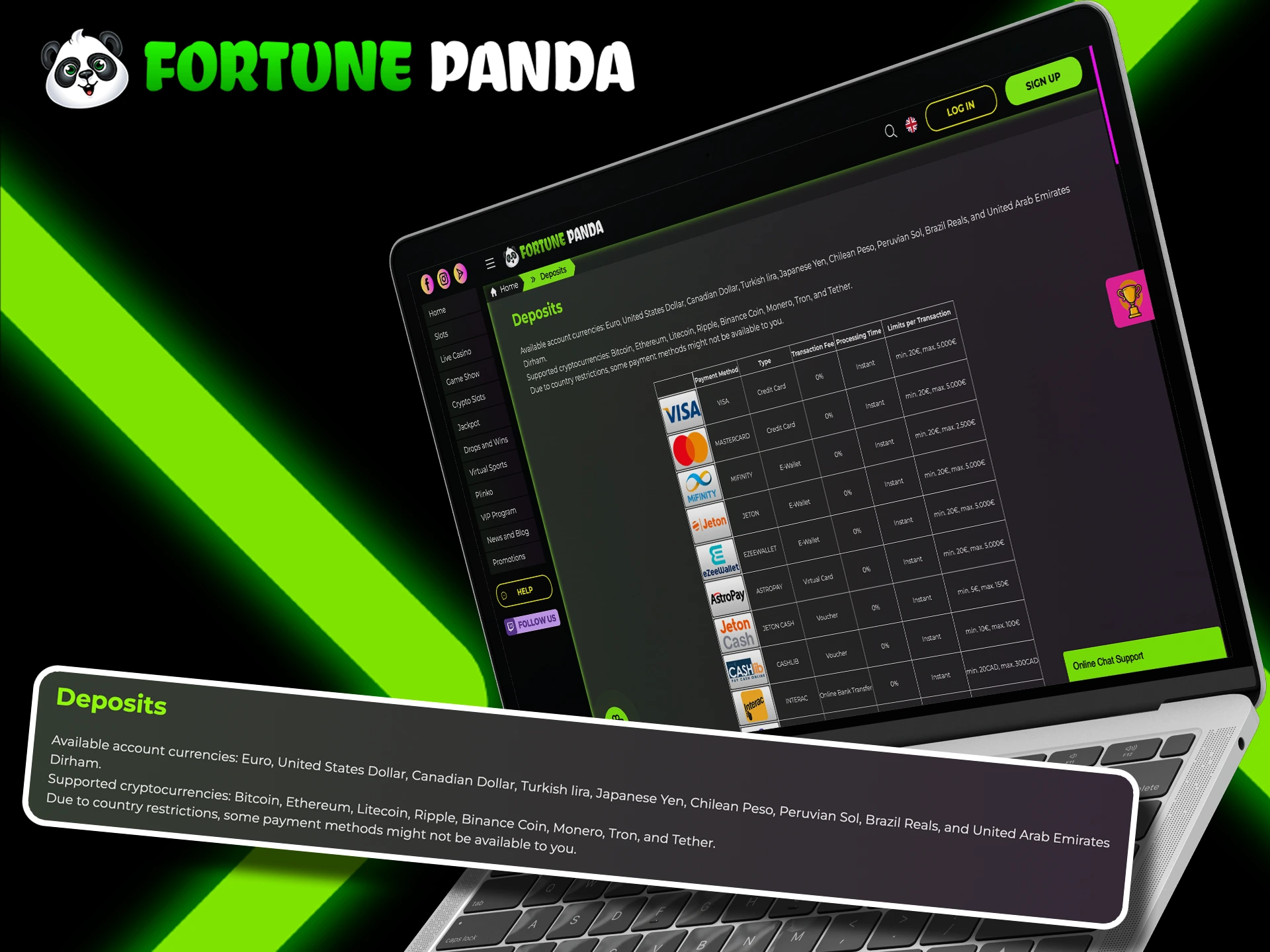 Learn how to make a deposit at Fortune Panda.