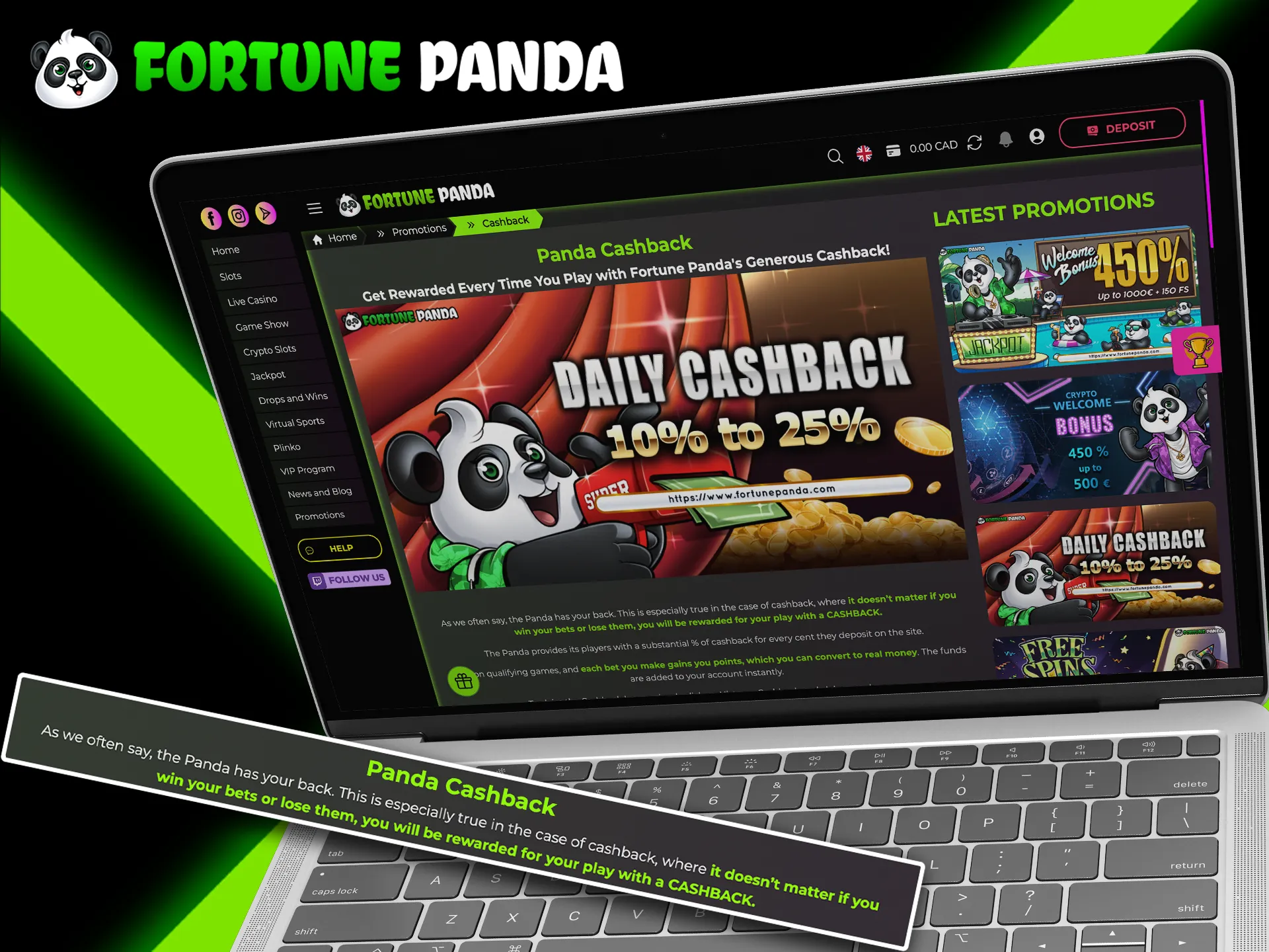 Use the bonuses to get your money back from Fortune Panda.