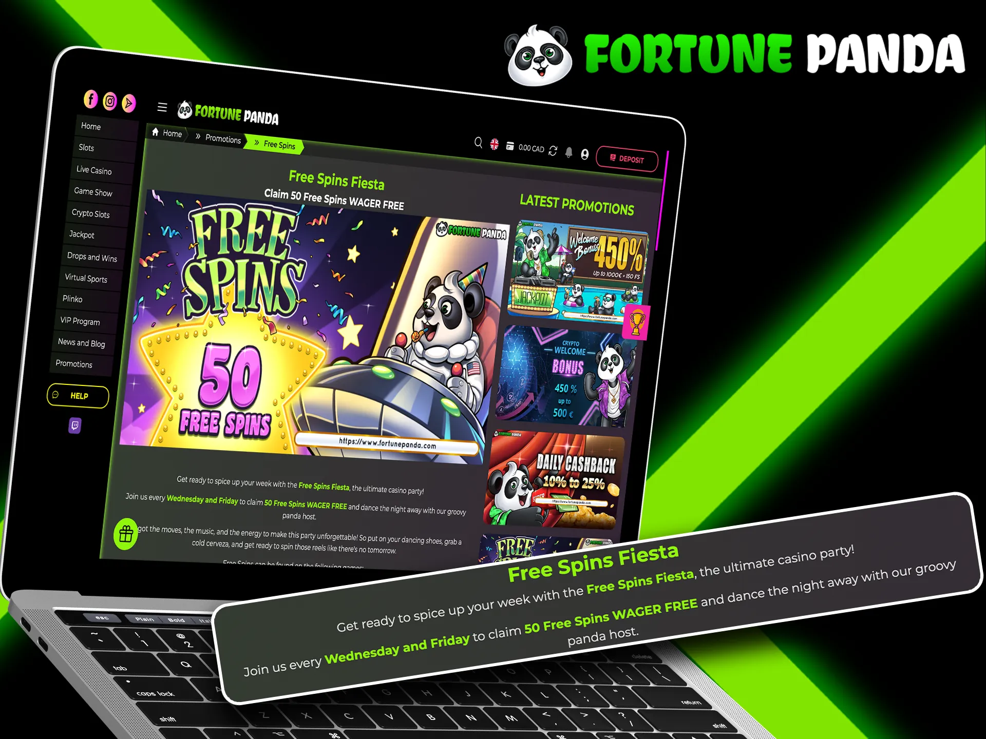 Use the bonuses for free spins at Fortune Panda.