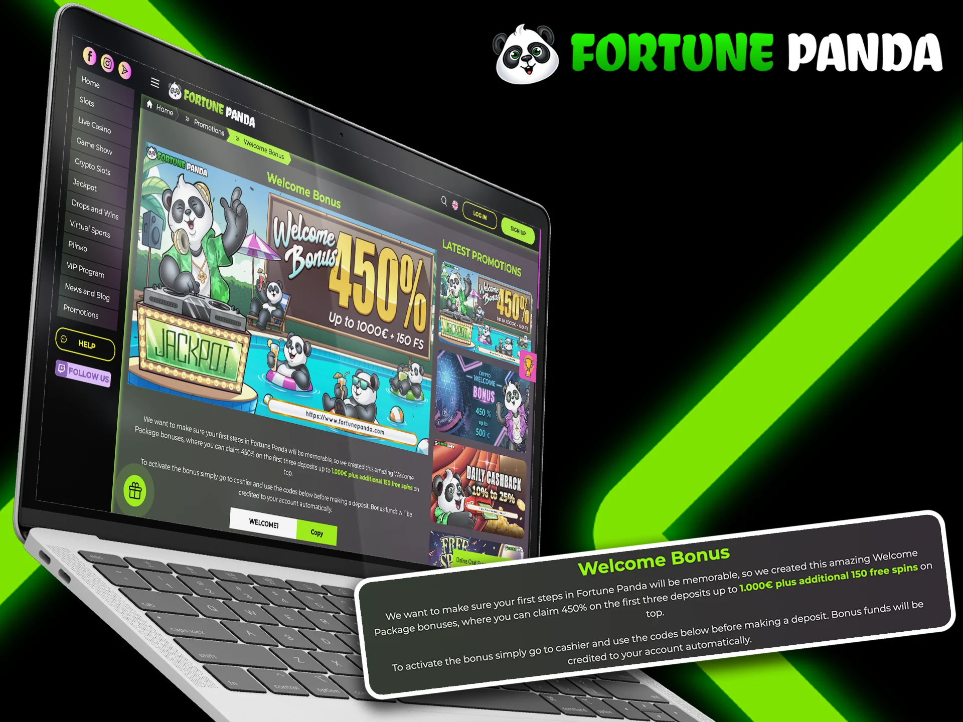 Get a welcome bonus from Fortune Panda.